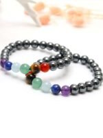 Natural Hematite Bracelet with 7 Chakra Stones | Healing & Protection - Image 2